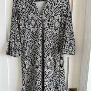 Jude Connally Black and White Paisley Mini Dress